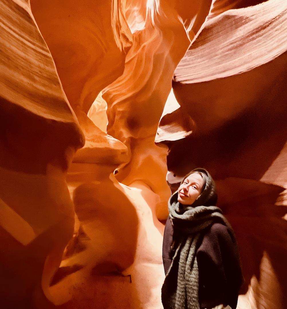 Competition entry: natural light on face in Antelope canyon